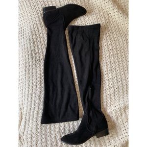 Over The Knee Black Suede Boots